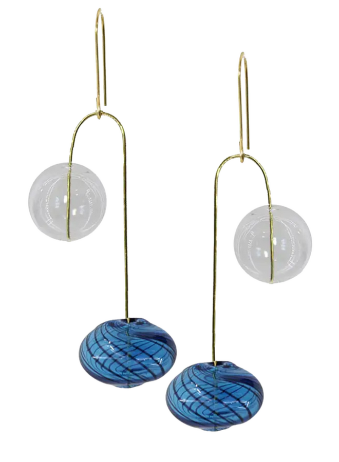 Glass Balance Earrings in Blue