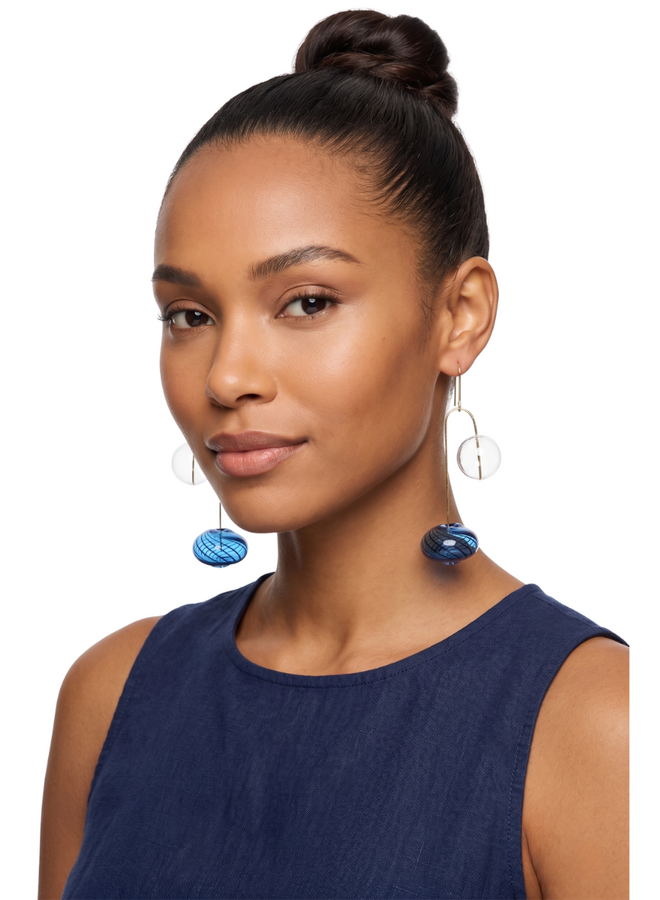 Glass Balance Earrings in Blue