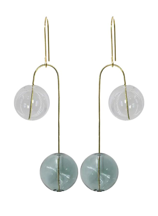 Glass Balance Earrings In Cyan