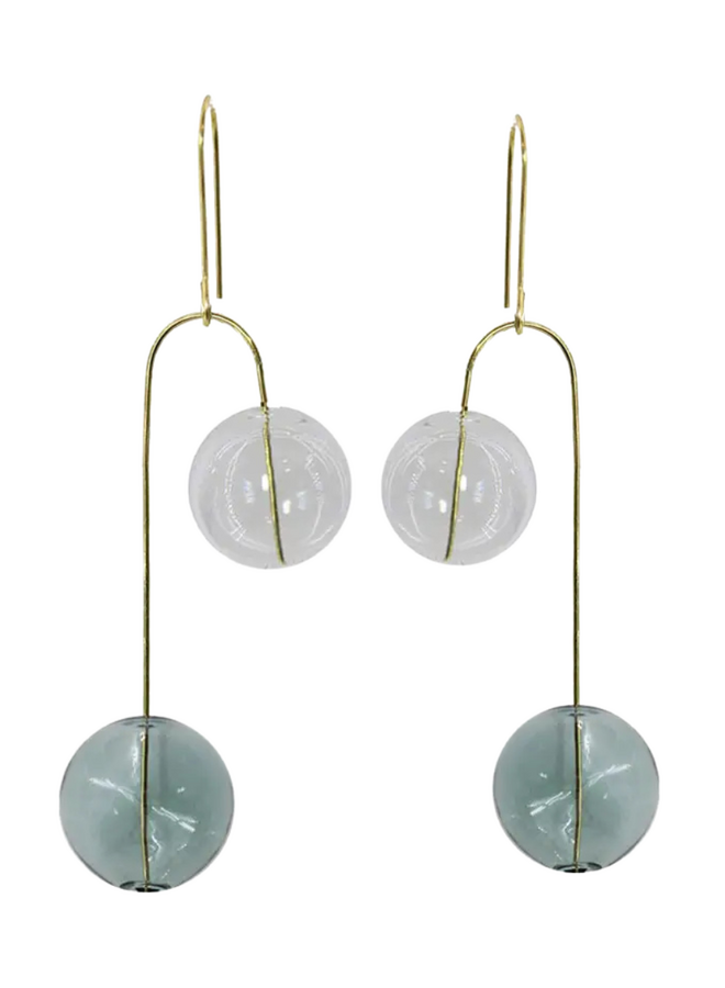 Glass Balance Earrings In Cyan