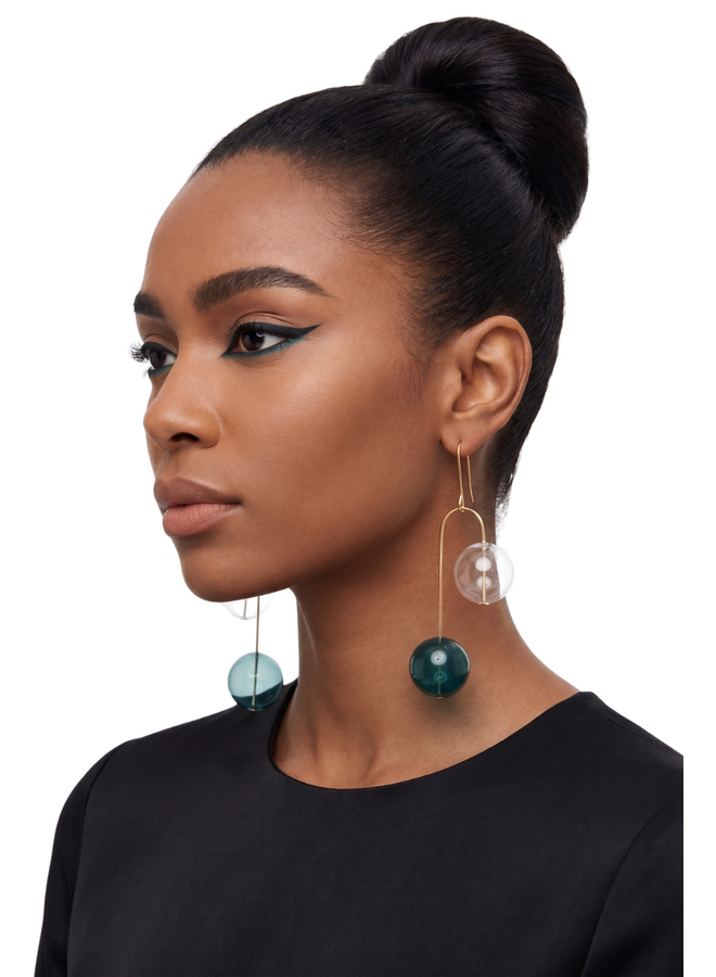 Glass Balance Earrings In Cyan