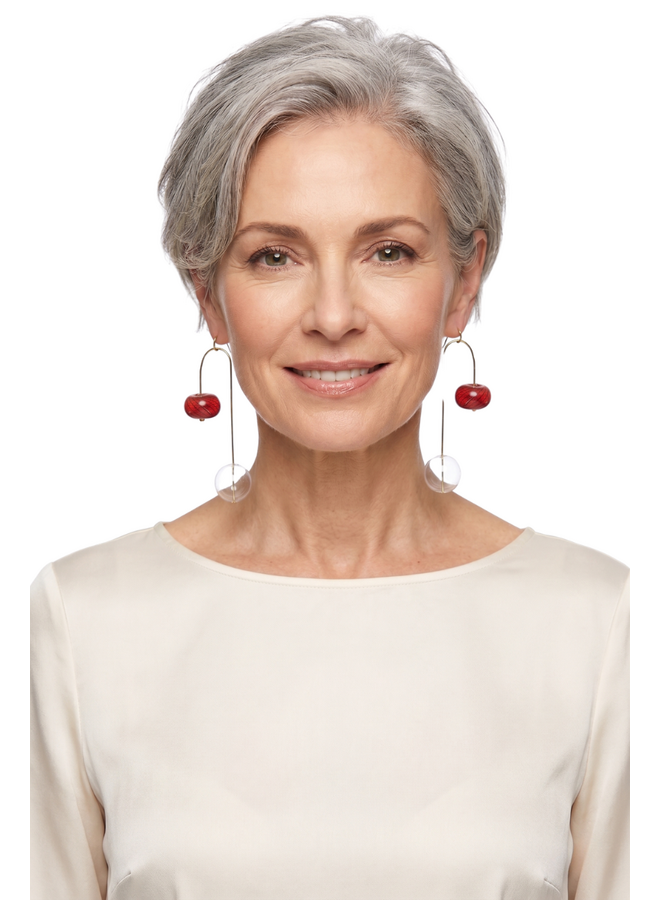 Glass Balance Earrings In Red