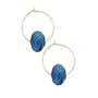 Glass Hoop Earrings in Blue Striped Disc