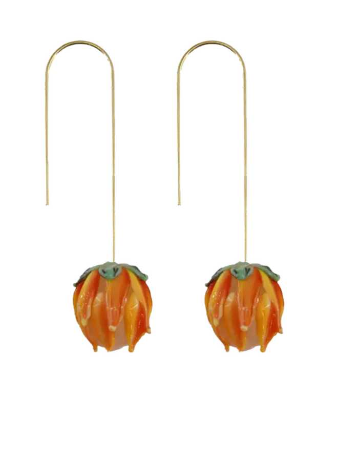 Glass Blooms Earrings in Orange