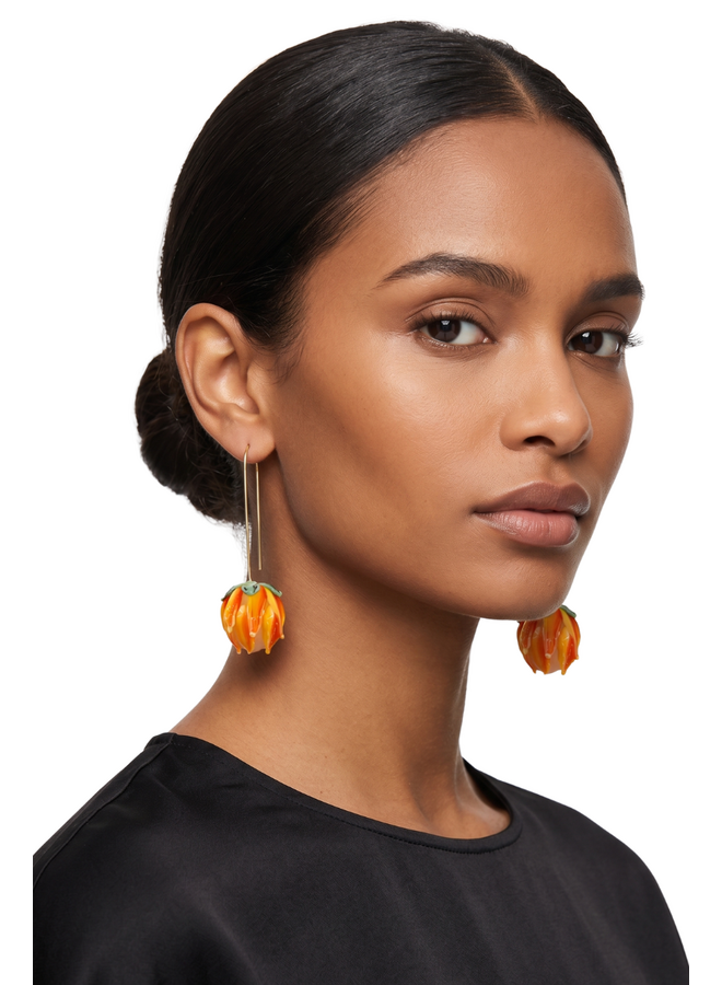 Glass Blooms Earrings in Orange