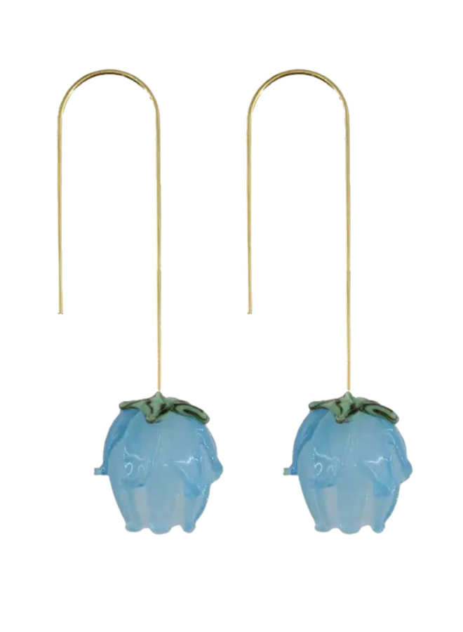 Glass Blooms Earrings in Blue
