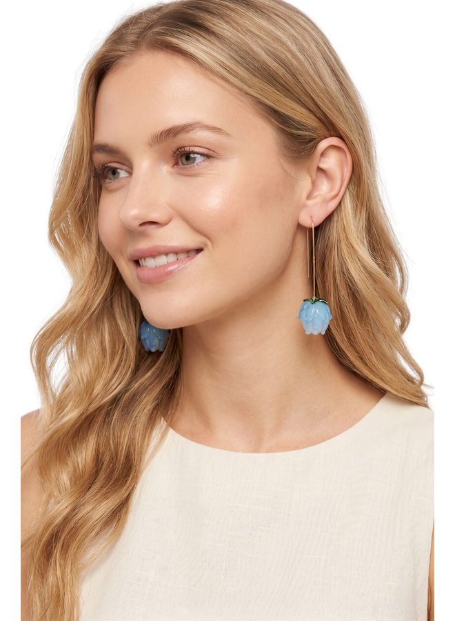 Glass Blooms Earrings in Blue