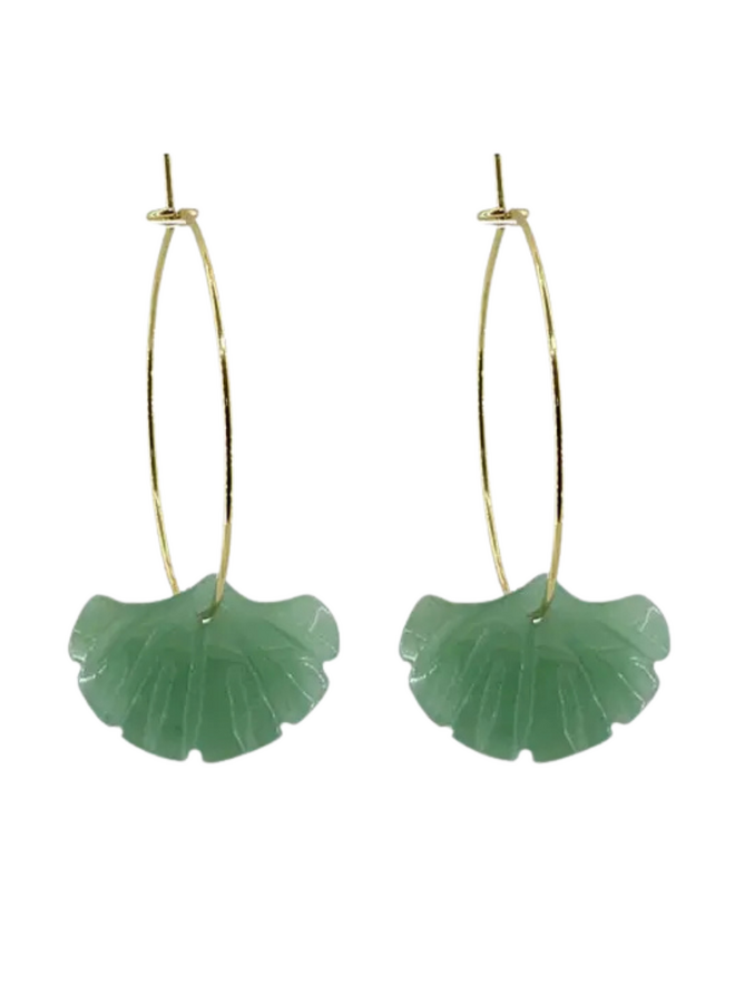 Ginkgo Hoop Earrings in Aventurine