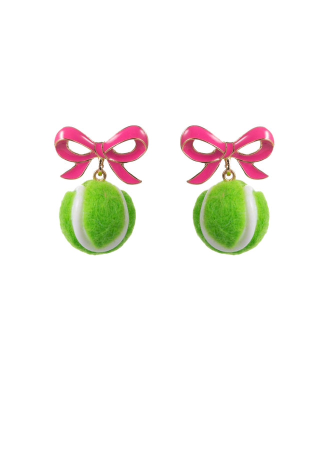 Bow And Tennis Ball Earrings