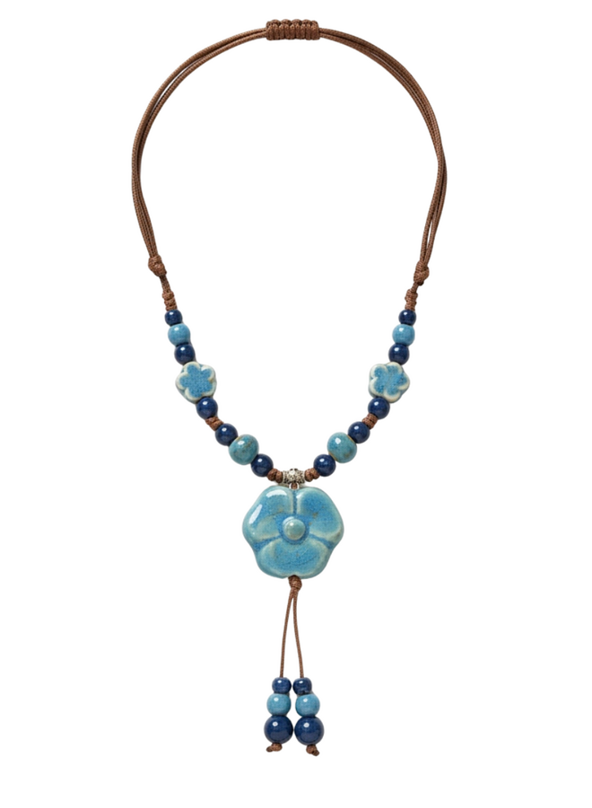 Artisian Floral Ceramic Necklace