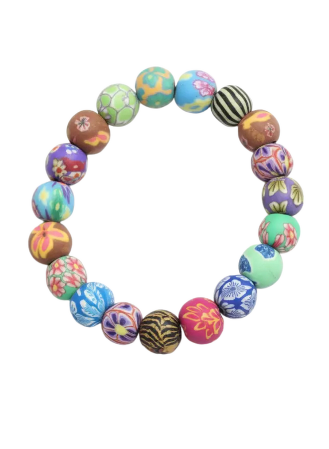 Clay Flower Bead Bracelet