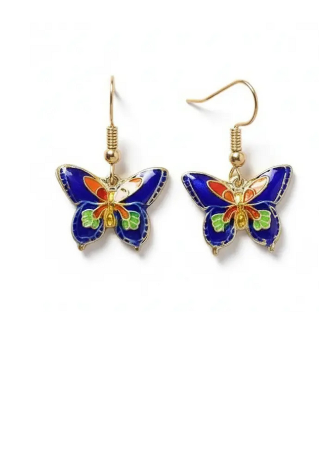 Little Cloisonne Butterfly Earrings
