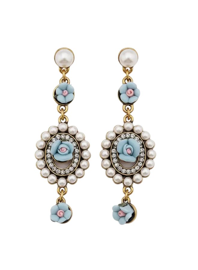 Baroque Blue Flower Earrings