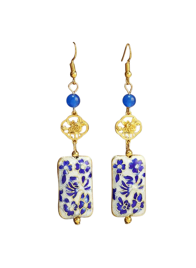 Cloisonne Earrings In Blue