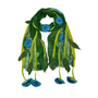 Green Chiffon Scarf With Felted Flowers
