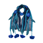 Blue Chiffon Scarf With Felted Flowers