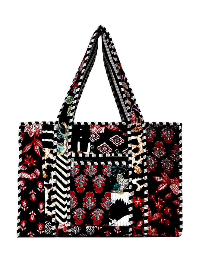 Small Black Patchwork Tote Bag