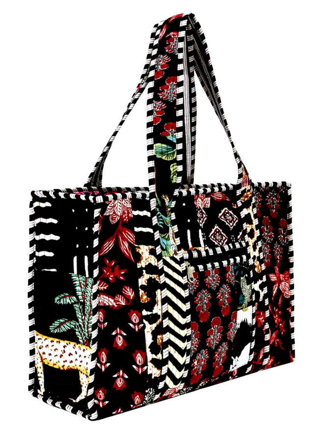 Small Black Patchwork Tote Bag