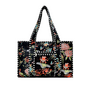 Small Floral Pheasant Tote Bag in Black