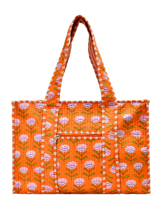 Small Orange Poppy Tote Bag