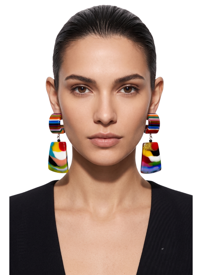 Brazilian Half Dome Trapazoid Earrings