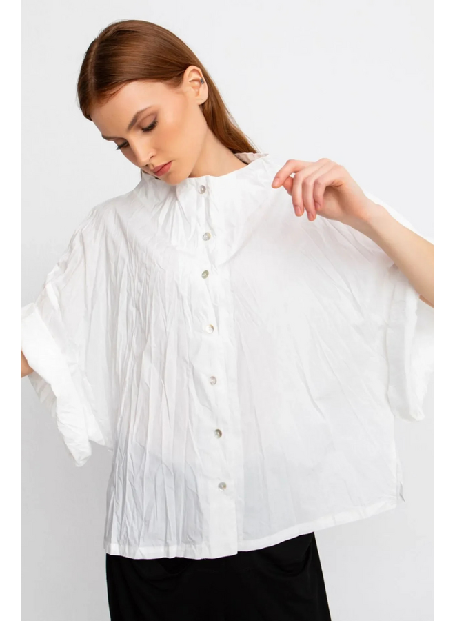 Ozai Crinkle Funnel Top In White