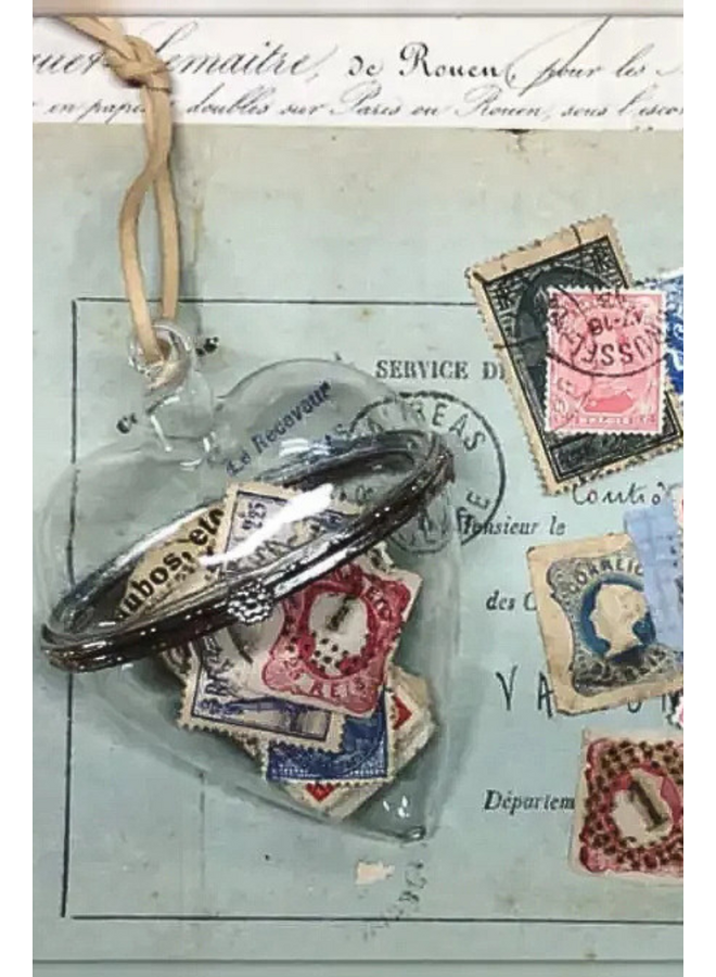 Ephemera Filed Glass Heart Ornament