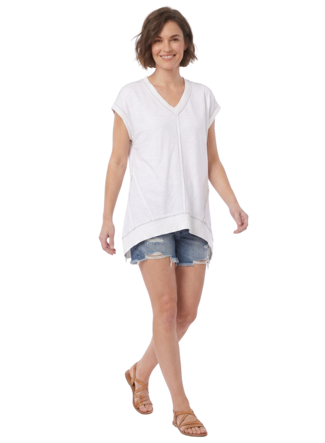 V-Neck Sharkbite Tee In White