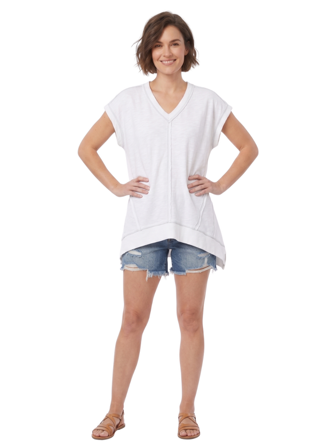 V-Neck Sharkbite Tee In White