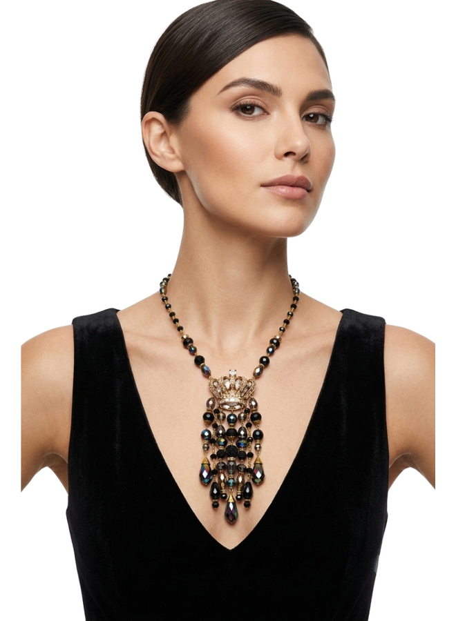 Jazmine Giovanni Crown Brooch Necklace