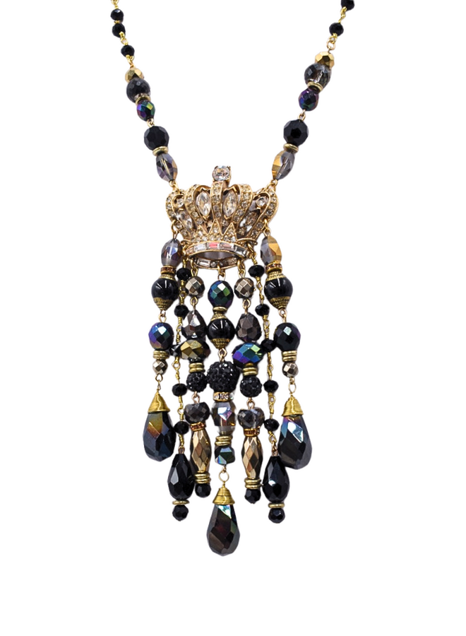 Jazmine Giovanni Crown Brooch Necklace