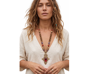 Jazmine Giovanni African Tuareg Cross Necklace Coral - Shady and