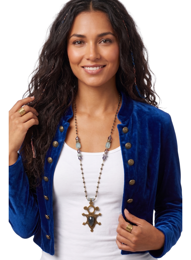 African Cross with Roman Glass Necklace