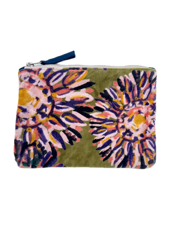 The Napoli Velvet Pouch in Sunburst Green