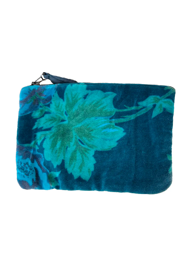 The Napoli Velvet Pouch in Amelia Teal