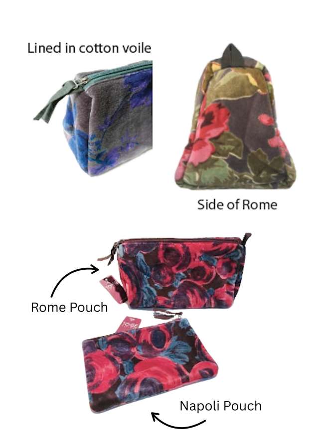 The Napoli Velvet Pouch in Peonies Yellow