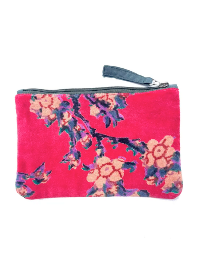 The Napoli Velvet Pouch in Sakura Red