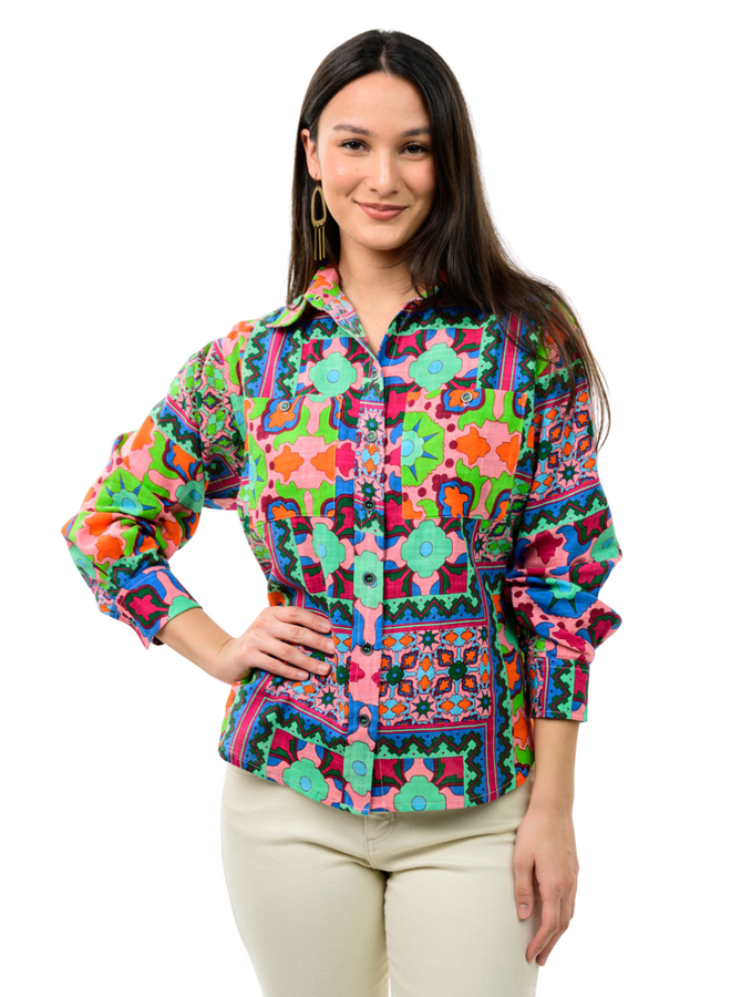 Ivy Jane Patch Print Camp Shirt