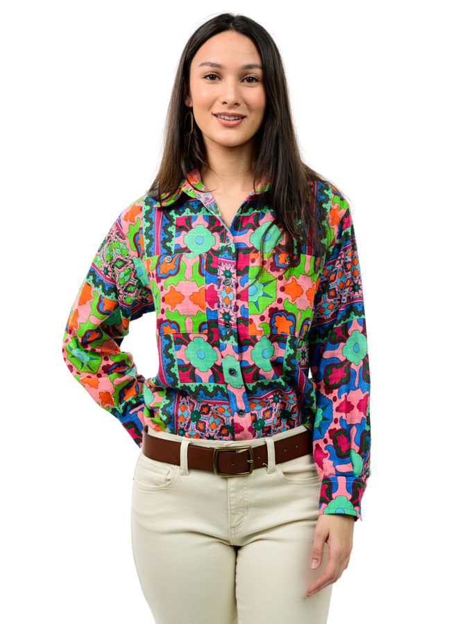 Ivy Jane Patch Print Camp Shirt