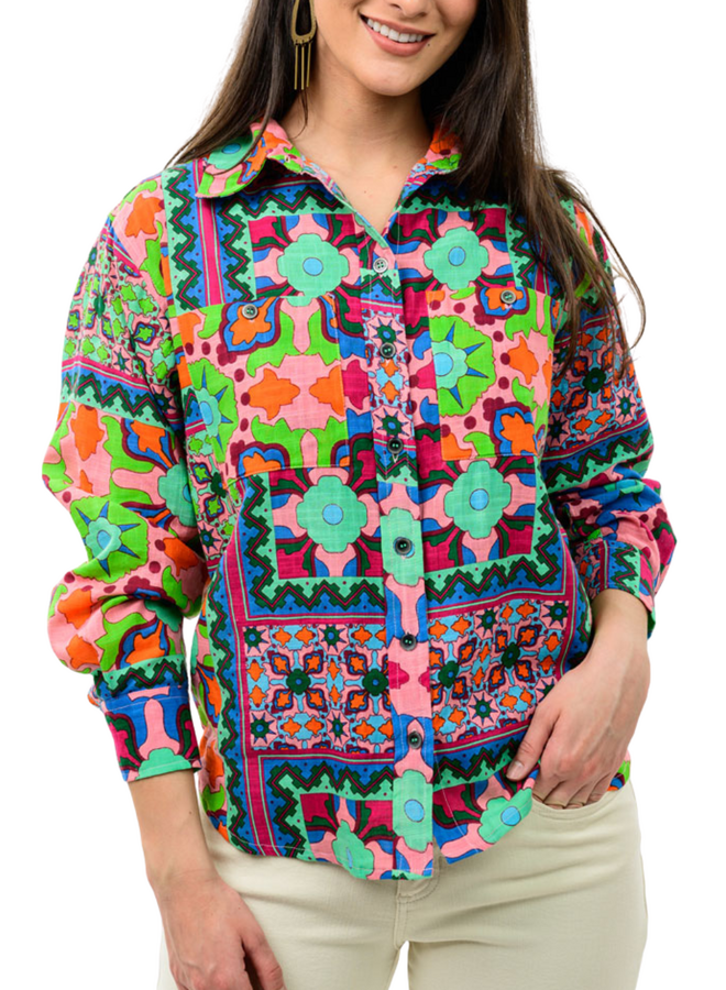 Ivy Jane Patch Print Camp Shirt