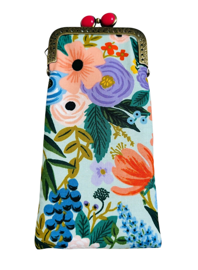 Garden Party in Mint & Hot Pink Eyeglass Case