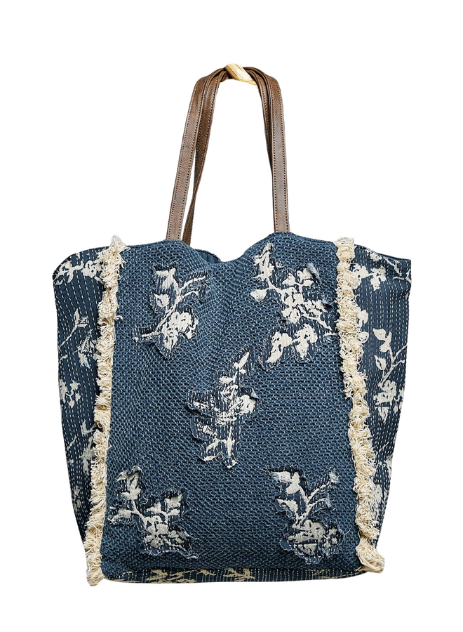 Woven Denim Tote Bag
