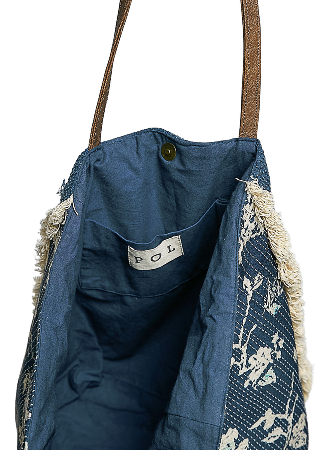 Woven Denim Tote Bag
