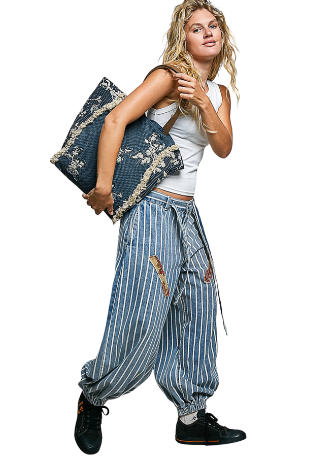 Woven Denim Tote Bag