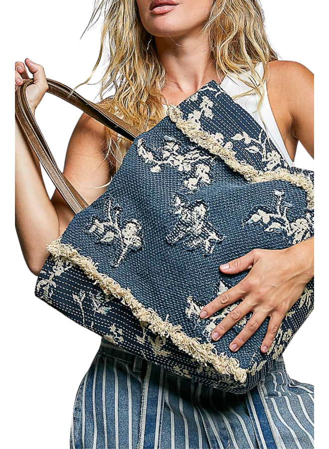 Woven Denim Tote Bag