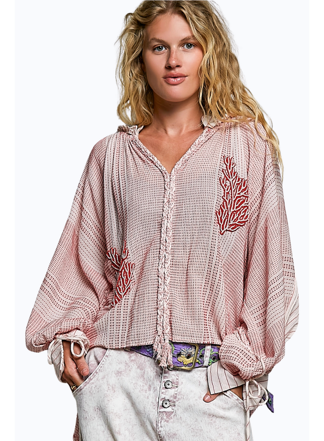 Pol Coral Beaded Top