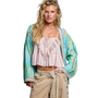 Aqua Floral Belted Kimono
