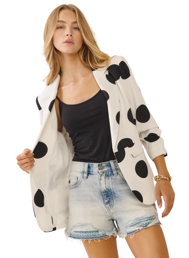 Black and White Polka Dot Blazer