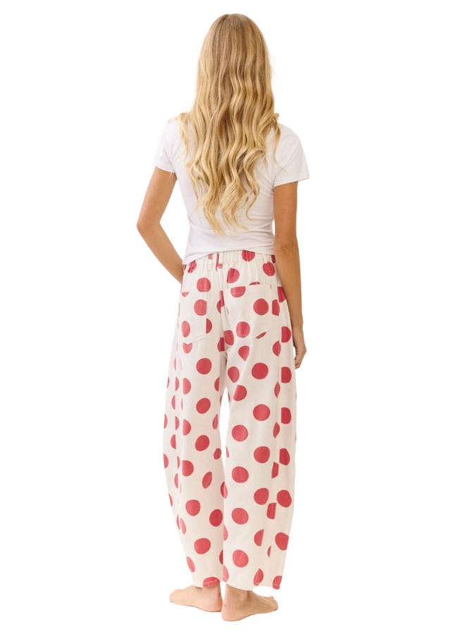 Red Polka Dot Barrel Jeans