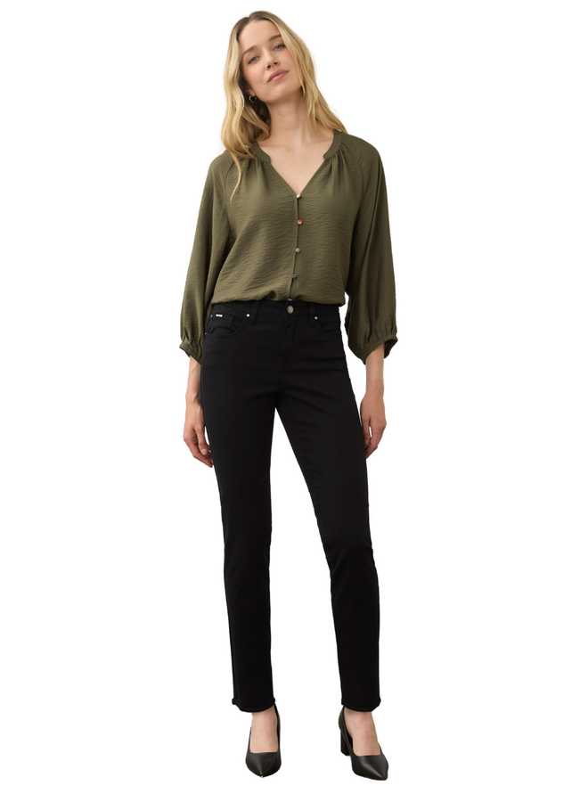 French Dressing Olivia Fringed Slim Ankle Jean in Black